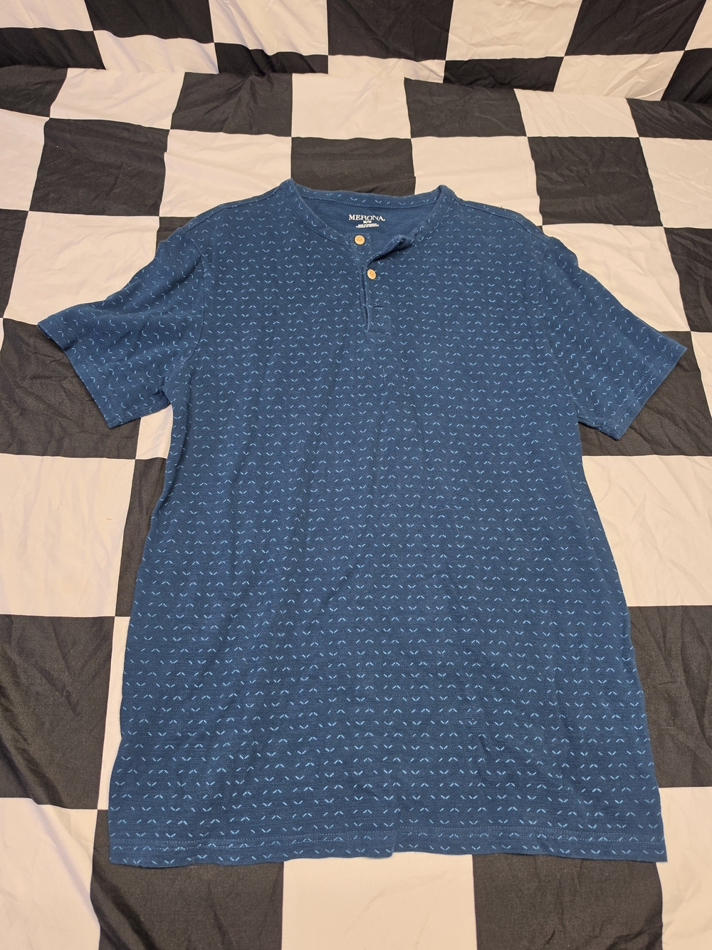 Merona Blue Short-Sleeve Henley Shirt